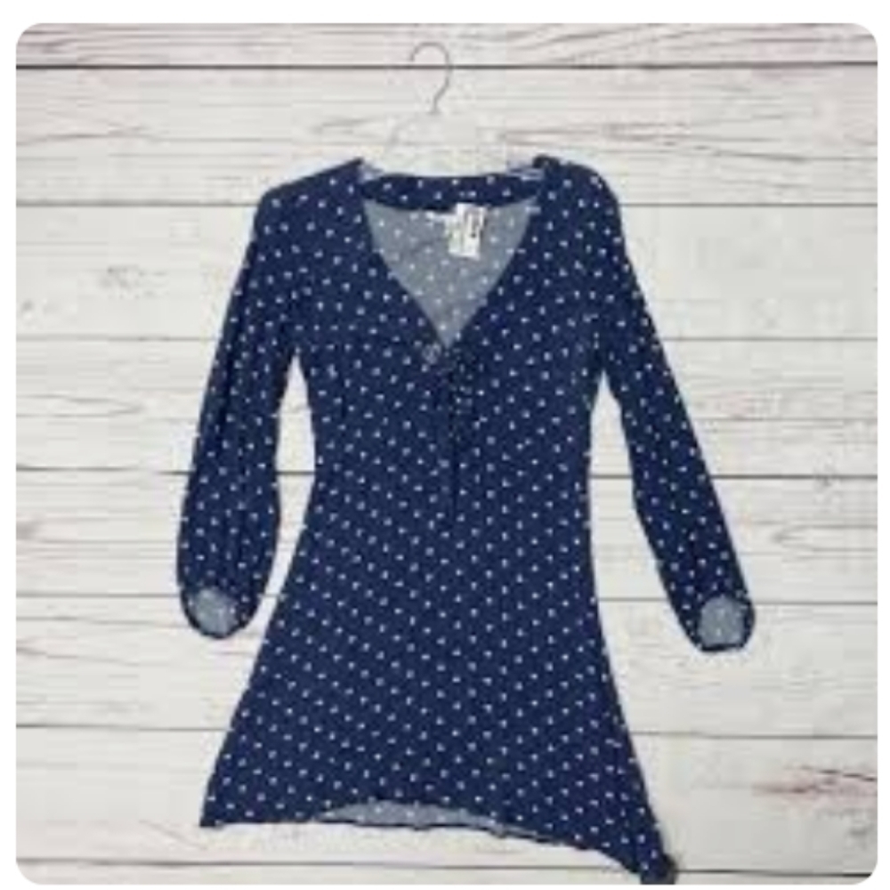 American Eagle Blue Polka Dot Dress Medium